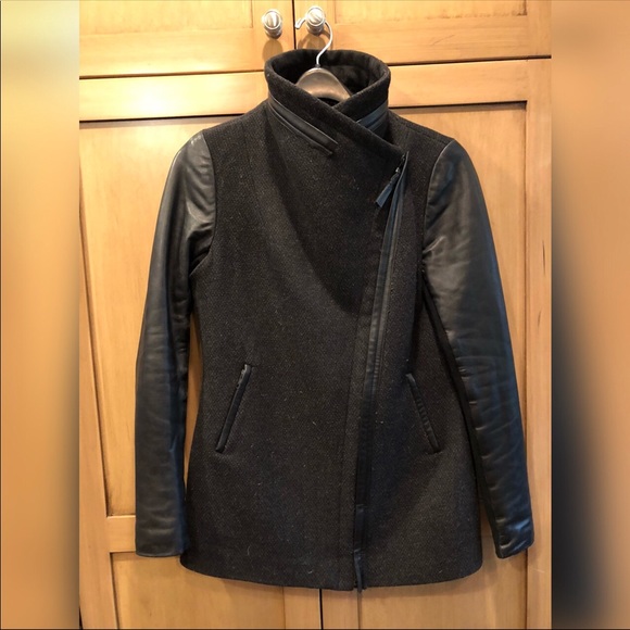 Mackage Odilia wool and leather coat in black - Picture 4 of 8